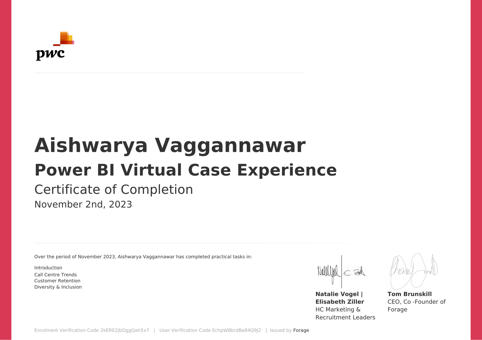 PWC Certificate